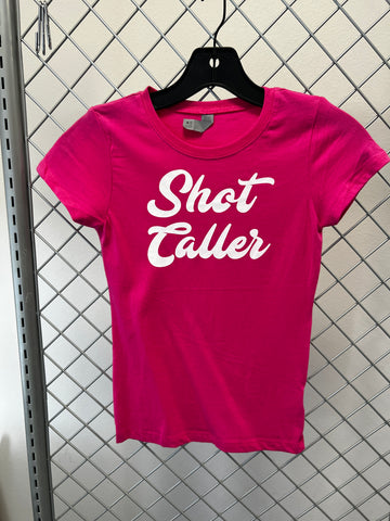 Shot Caller Fitted Tee, Hot Pink, Size YM (7/8)