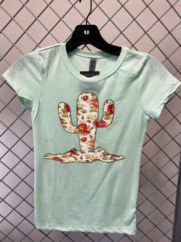 GIRLS M (7/8)- Cactus  Fitted Tee, Mint