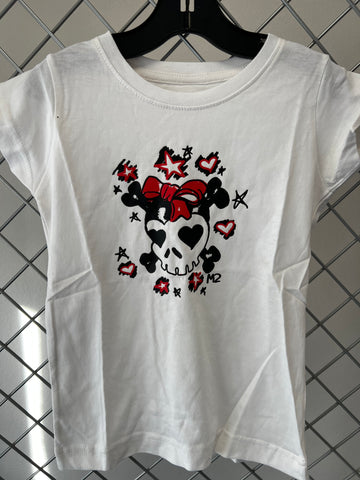 Skull Fitted Tee, White, Size 2T