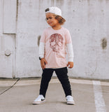 *Marble Check Drip Skull Tee, Peach (Infant, Toddler, Youth, Adult)