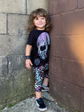 Check Distressed Drip Skull Tee, Black (Infant, Toddler, Youth, Adult)
