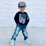 *LOVE Hearts Crew Sweatshirt, Black (Toddler, Youth, Adult)