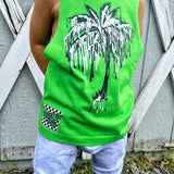 Drip Palm Muscle Tank, Neon Green (Toddler, Youth)