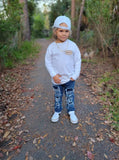 *Neutral Patch Long Sleeve Shirt, White (Infant, Toddler, Youth, Adult)