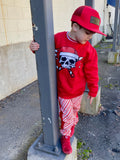 Candy Cane Skull Fleece Sweater, Red- (Toddler, Youth)