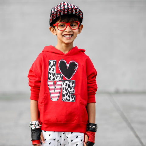 **LOVE Hearts  Hoodie, Red (Toddler, Youth, Adult)
