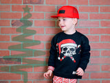 Candy Cane Skull Fleece Sweater, Black- (Toddler, Youth,Adult)