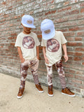 *Marble Check Happy Face Tee, Natural  (Infant, Toddler, Youth, Adult)