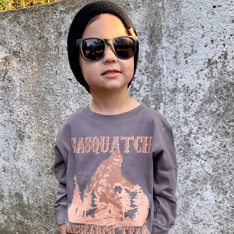 *Sasquatch Research Team Long Sleeve Shirt, Charc (Toddler, Youth, Adult)