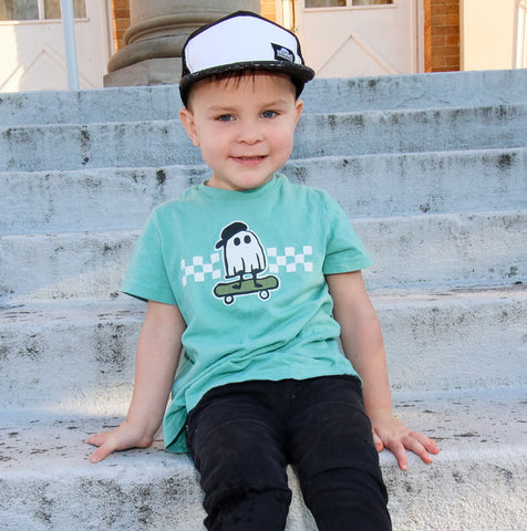 *SK8R Ghost Tee, Saltwater (Toddler, Youth, Adult)