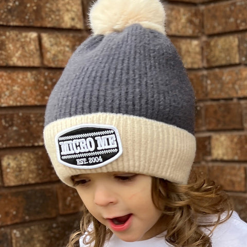 Dk.Grey/NaturalClassicPatch Beanie, (MED/LARGE)
