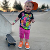 Classic Neon Wolf Tee, Black  (Toddler, Youth, Adult)