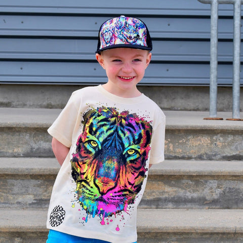 Neon Tiger Tee, Natural  (Toddler, Youth, Adult)