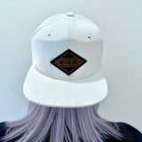 Corduroy Snapback, White, Leather Patch (Child, Adult)