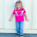 Skelly Heart Hands Tee  Shirt, HOT PINK  (Infant, Toddler, Youth, Adult)
