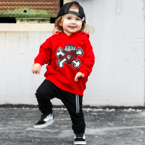 *Skull Heart Hoodie, Red (Toddler, Youth, Adult)