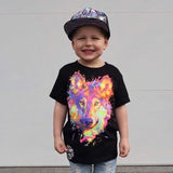 Neon Wolf Tee, Black (Toddler, Youth, Adult)