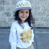 Plaid Clover Crew Sweatshirt, White (Toddler, Youth, Adult)