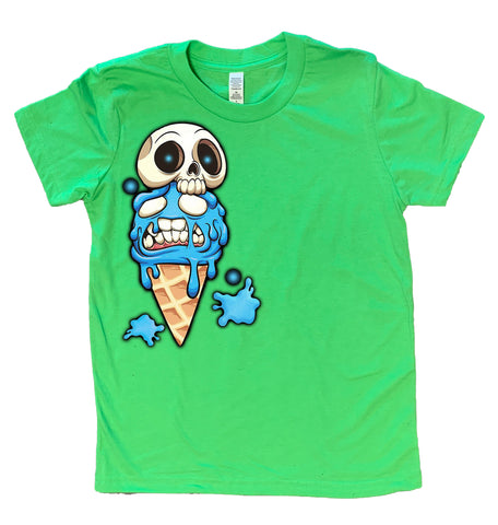I Scream Skulls Tee, Neon Green (Infant, Toddler, Youth, Adult)