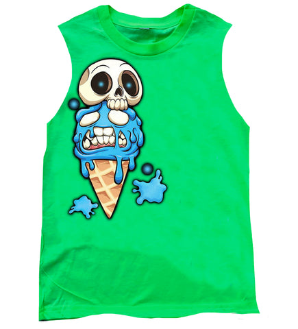 I Scream Skulls Muscle Tank, Neon Green (Infant, Toddler, Youth, Adult)