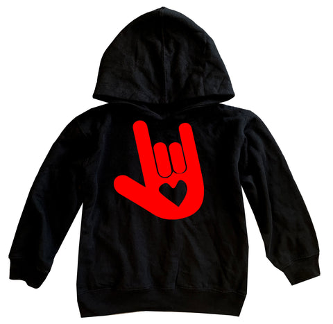 I love you Sign Language Hoodie, Black (Infant, Toddler, Youth, Adult)