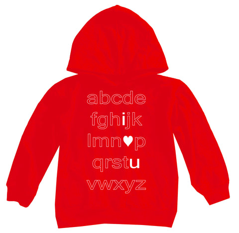I love you ABCs Hoodie,  Red  (Toddler, Youth, Adult)