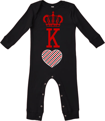 A-Valentine COLLAB-King Of Hearts Romper, Black (Infant)
