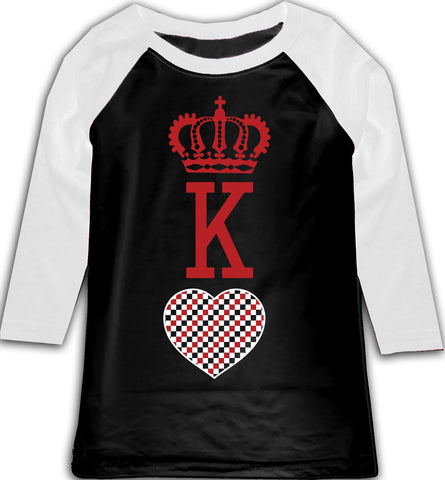A-Valentine COLLAB-King of Hearts Raglan, BW (Toddler, Youth)