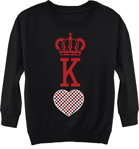 A-Valentine COLLAB-King Of Hearts Fleece Sweater, Black (Toddler, Youth)