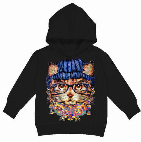 Kitty Fleece Hoodie, Black (Infant, Toddler, Youth, Adult)
