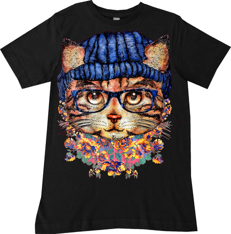 Kitty Beanie Tee, Black (Infant, Toddler, Youth, Adult)