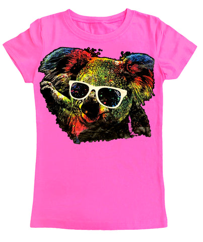 Koala  Sunnies GIRLS Fitted Tee, Neon Pink (Youth)