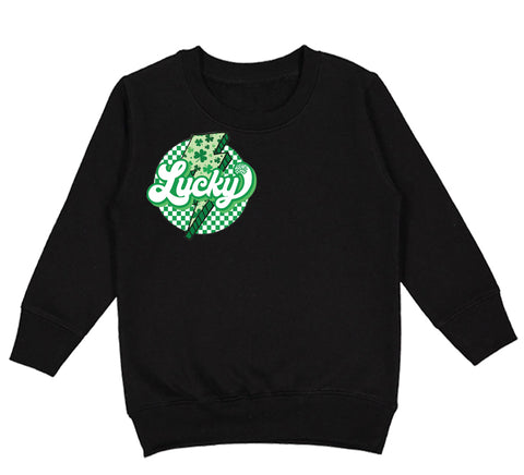 Lucky Bolt Crew Sweatshirt, Black (Toddler, Youth, Adult)