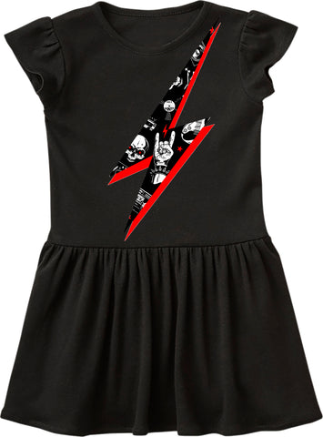 Rock Metal Lightning Dress, Black (Toddler)