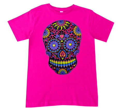 Lil Neon Skull Tee, Hot Pink  (Infant, Toddler, Youth, Adult)