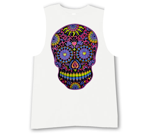 Lil Neon Skull Muscle Tank, White (Infant, Toddler, Youth, Adult)
