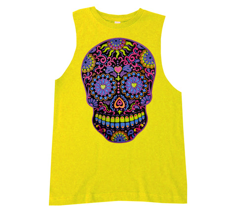 Lil Neon Skull Muscle Tank, Yellow (Infant, Toddler, Youth, Adult)