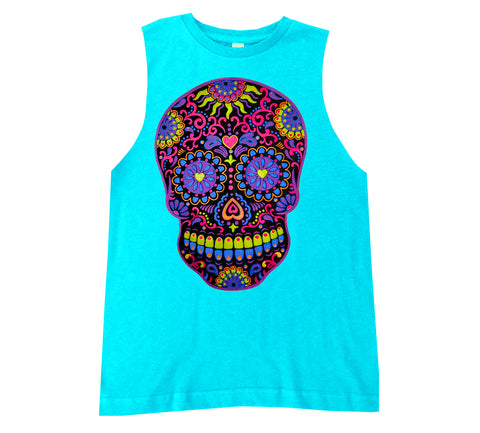 Lil Neon Skull Muscle Tank, Tahiti (Infant, Toddler, Youth, Adult)