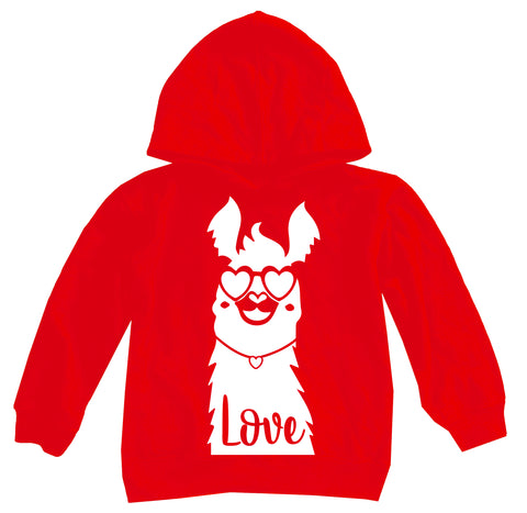 Llama Love Hoodie,  Red  (Toddler, Youth, Adult)