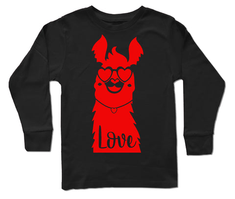 Llama Love Long Sleeve Shirt, Black(Infant, Toddler, Youth, Adult)