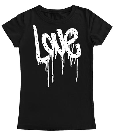 Love Drip Hearts GIRLS Fitted Tee, Black (Youth, Adult)