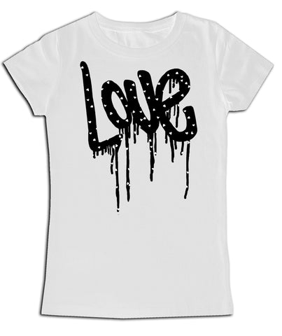 Love Drip Hearts GIRLS Fitted Tee, White (Youth, Adult)