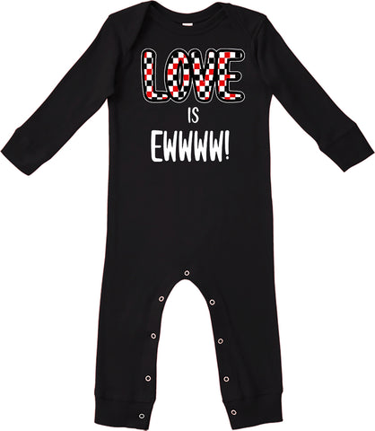 A-Valentine COLLAB-Love Is Ewww Romper, Black (Infant)