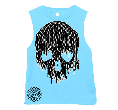 Checker Drip Skull Muscle Tank,Lt. Blue (Infant, Toddler, Youth, Adult)