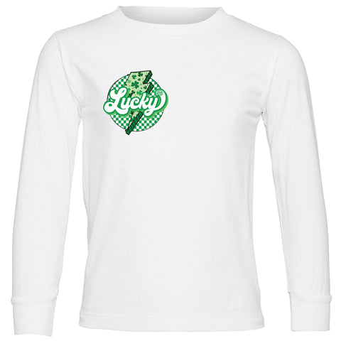 Lucky Bolt LS Shirt, White (Infant, Toddler, Youth , Adult)