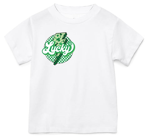 Lucky Bolt Tee, White  (Infant, Toddler, Youth, Adult)