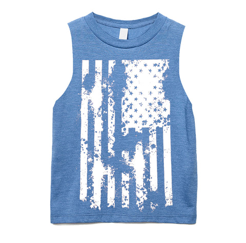 Distressed Flag Muscle Tank, Carolina (Infant, Toddler, Youth, Adult)