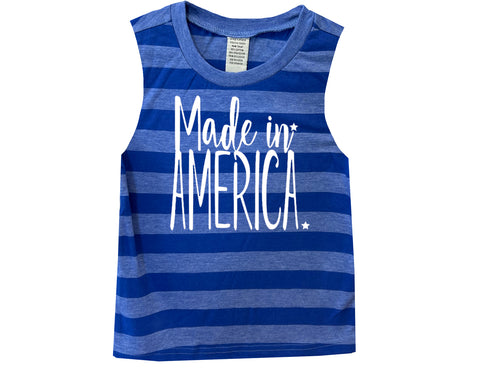 Made In America Muscle Tank, Royal Stripe(Toddler, Youth)
