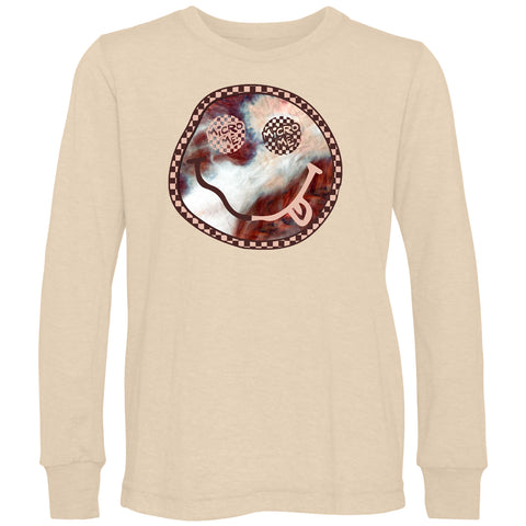 Marble Happy Face Long Sleeve Shirt, Natural  (Youth, Adult)