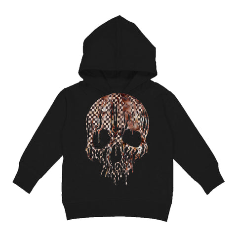 Marble Check Drip Skull Hoodie, Black (Toddler, Youth, Adult)